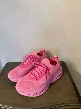 Women's Pink Knit Athletic Sneakers